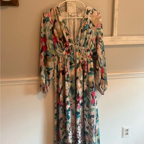 Floral Maxi Dress with Long Sleeves - Picture 2 of 6